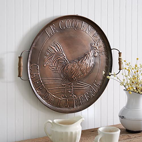 CTW Home Collection 370728 Copper Wall Hanging Rooster Tray, 22-inch Width