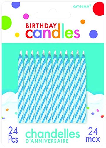 Amscan Blue Candy Stripe Spiral Birthday Candles | Pack of 24 | Party Supply