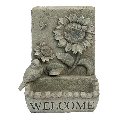 Valyria LLC Transpac A5910 Resin Welcome Bird Bath, 10.25-inch Height