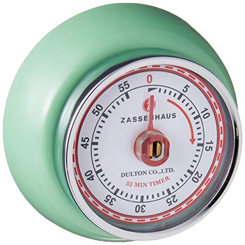 Frieling Zassenhaus 60-Minute Magnetic Steel "Retro" Kitchen Timer, Mint Green, 2.75-Inch (M072365)