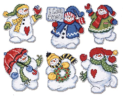 Design Works Crafts, 3-1/2"-4" Each Cross Stitch Ornament Kit (Set of 6), I Love Snow