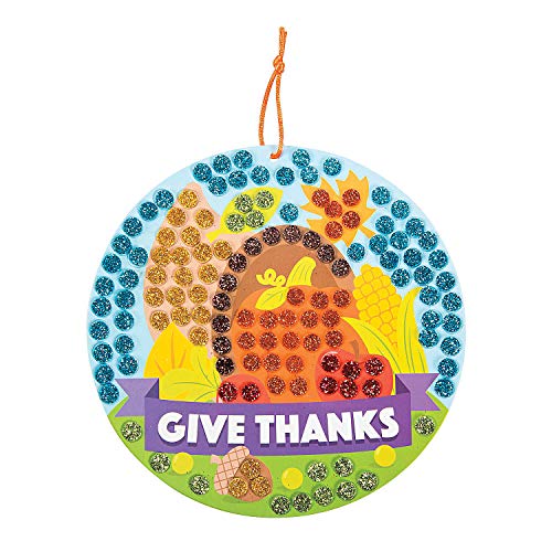 Fun Express Cornucopia Glitter Mosaic Craft Kit -12 - Crafts for Kids and Fun Home Activities