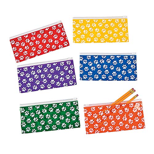 Fun Express Paw Print Pencil Case - 12 Pieces - Educational and Learning Activities for Kids
