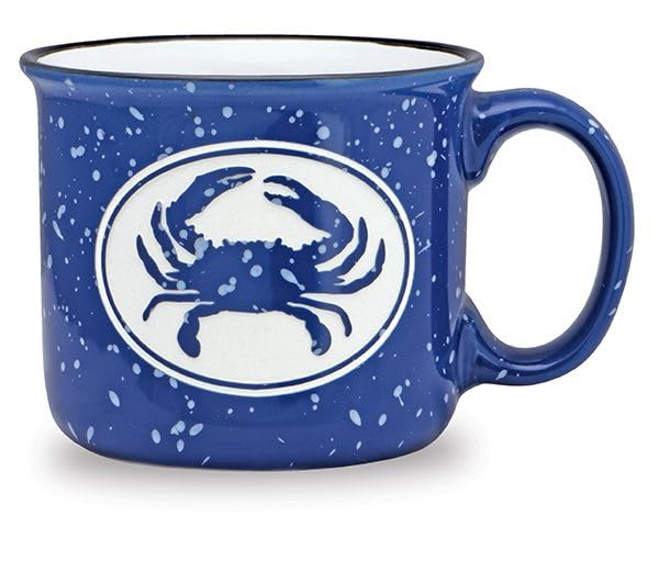Cape Shore Camp Coffee Tea Mug Cup, Blue Crab Gifts for Birthday Christmas, 15 Oz