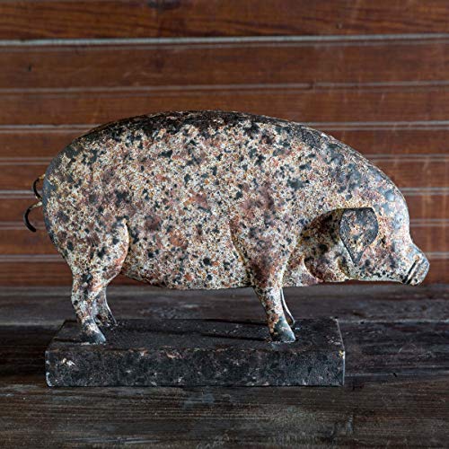 Park Hill Collection EAB81886 Folk Art Metalwork Pig Figurine, 14-inch Length