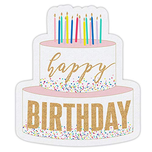 Creative Brands Slant Collections Die-Cut Cocktail/Beverage Paper Napkins, 20-Count, Happy Birthday Cake