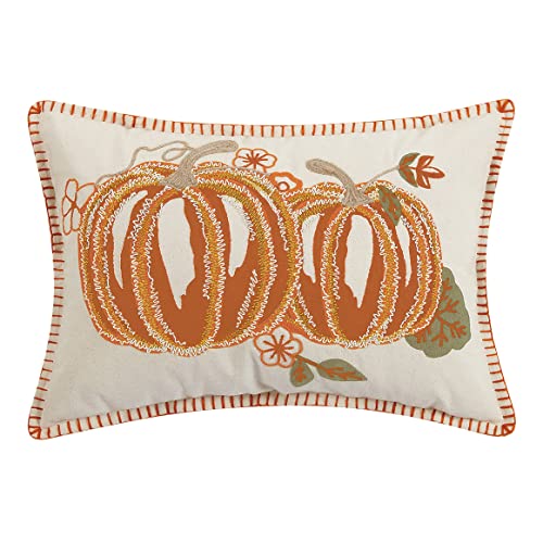 Peking Handicraft 31PK1013C20OB Pumpkin Duo Embroidered Pillow, 20-inch Length