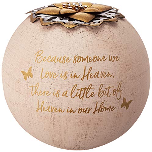 Pavilion Gift Company Round 5 Inch Tealight Candle Holder Because Someone We Love, Little Bit of Heaven in Our Home, 5.5 Inch, Gold