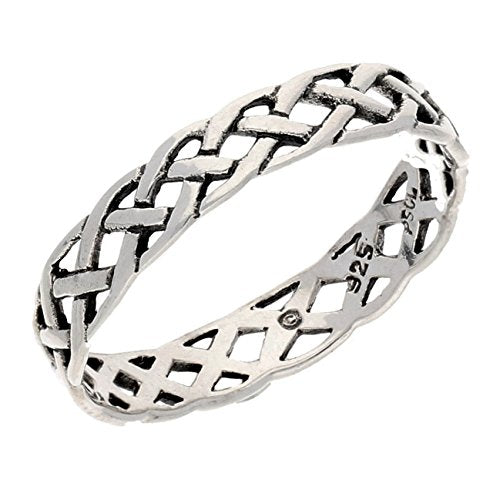Silver Insanity Narrow 4mm Neverending Celtic Knot Sterling Silver Pinky Band Ring Size 8(Sizes 3,4,5,6,7,8,9,10,11,12,13,14,15,16)