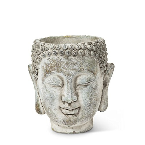 Abbott Collection  27-DHARMA/350 SM Small Buddha Head Planter, Grey