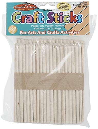 Creative Arts by Charles Leonard Craft Sticks, Regular Size, Natural Color, 4-1/2 x 3/8 Inch, 150/Bag (66515)