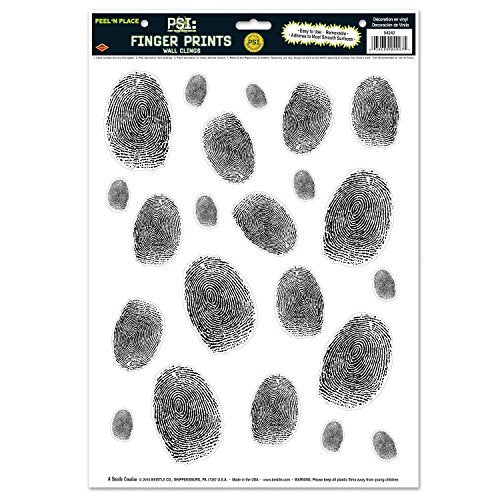 Beistle 54242 22-Piece Fingerprint Wall Clings-1 Sheet, 12 by 17-Inch, Black/White