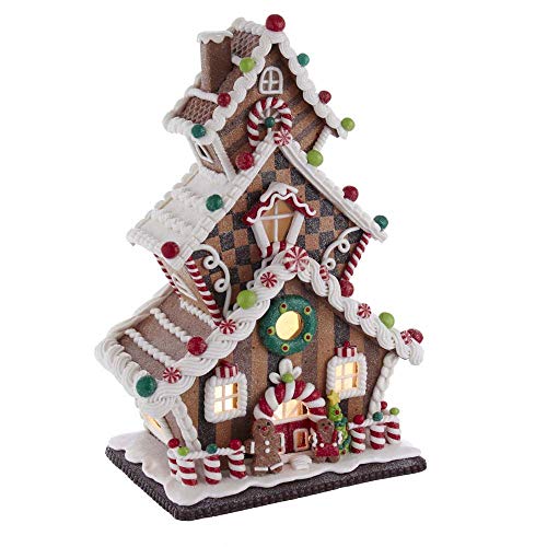 Kurt Adler Adler 13-Inch Cookie 3-Layered LED Gingerbread House, Multi