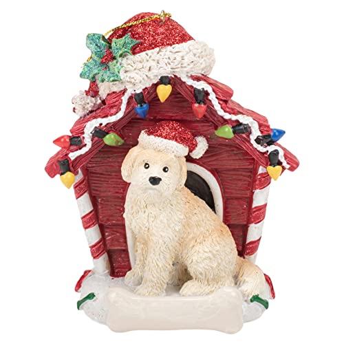 Kurt Adler Adler Festive Goldendoodle Red Dog House 4 inch Resin Hanging Christmas Ornament