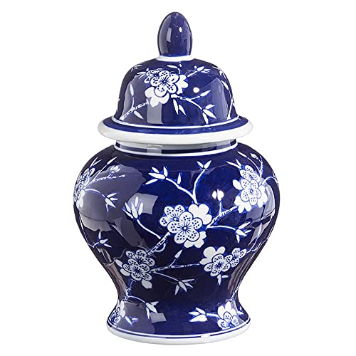 RAZ Imports Ginger Jar, Blue with White Floral, 10 inches