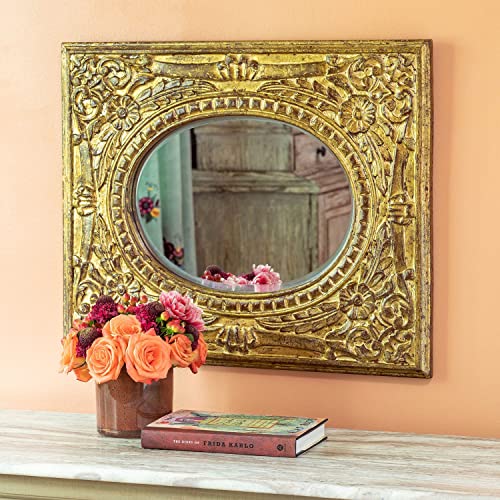 Park Hill Collection EWI16002 Rosette Carved Wooden Mirror, 25.5-inch Height