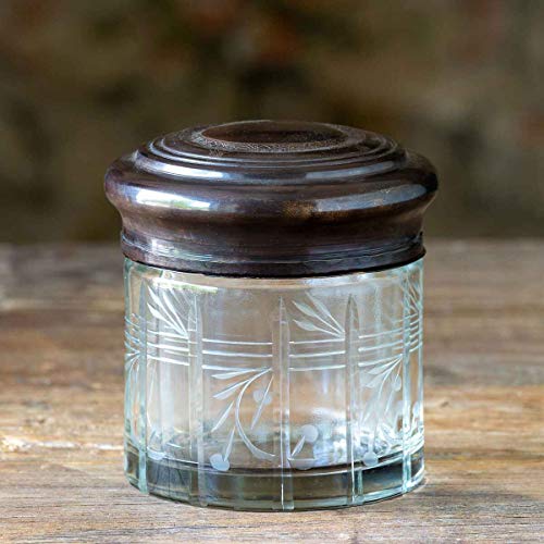 Park Hill Collection ECL00224 Cut Glass Jar with Bronze Lid, 4-inch Height, Glass, Clear
