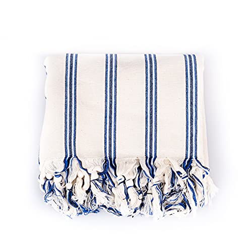 Kalkedon Towels Striped Turkish Beach Towel (Dark Blue)