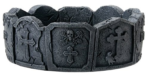 Pacific Trading YTC Dark Color Tone Tombstone Ashtray with Skull and Cross Designs