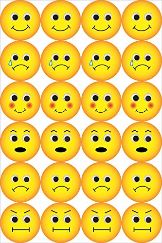 Hygloss Products Emoji Emoticon Stickers - 72 Stickers - 1 Inch, 3 Sheets