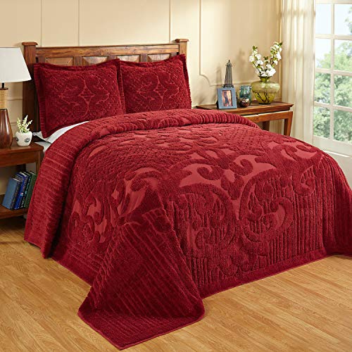 Better Trends Ashton Collection is Super Soft and Light Weight in Medallion Design 100 Pecent Cotton Tufted Unique Luxurious Machine Washable Tumble Dry, Twin Bedspread, Burgundy