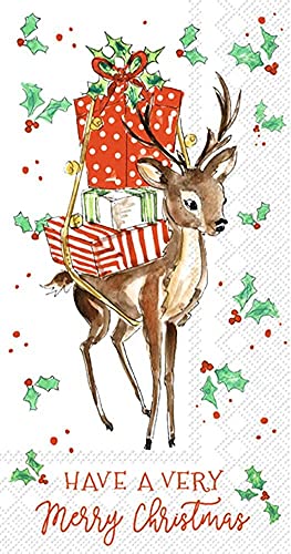 Boston International Rosanne Beck 3-Ply Paper Napkins, 16-Count Guest Size, Merry Little Deer