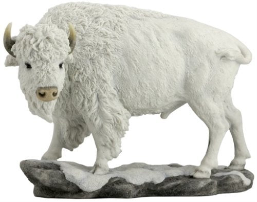 Unicorn Studio 10.75 Inch Large Bison Standing Decorative Statue Figurine, White