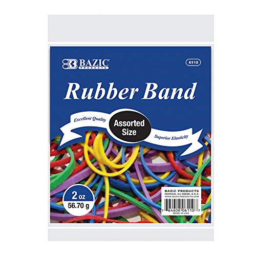 BAZIC 2 Oz./ 56.70 g Assorted Sizes & Color Rubber Bands - for File Folders Bank Paper Bills Money, General Purpose, Office Bank Home Supply - Color May Vary, 1-Pack