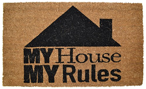 Imports D‚àö¬©cor PVC Backed Coir Doormat, My House My Rules, 18"x30"