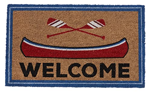 Larry Traverso Canoe 100% Coir Doormat, 18 x 30 inches, Naturally Durable, PVC-Backing, Sustainable