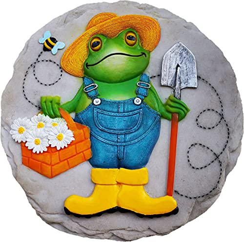 Spoontiques 13383 Frog Framer Stepping Stone, 9.63-inch Diameter, Resin