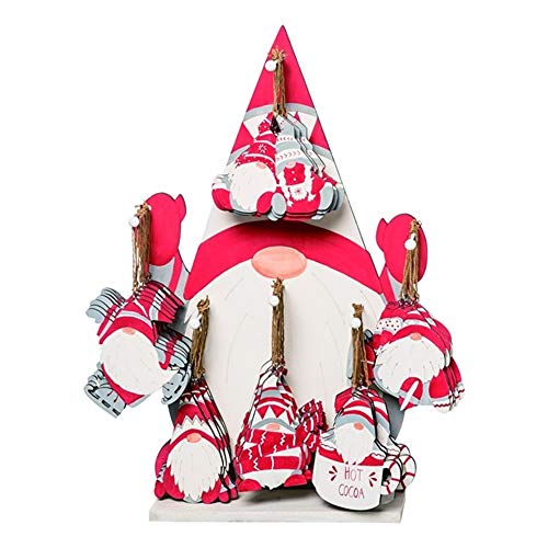 Transpac Y9007 Christmas Gnome Ornament Display, Set of 48, Plywood