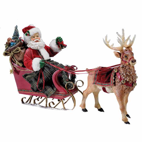 Kurt Adler 10-Inch Santa in Sleigh with Deer