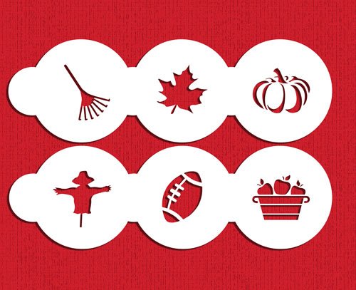 Fall AutumnSeason Cupcake/Cookie Top Stencil Set C1036 by Designer Stencils