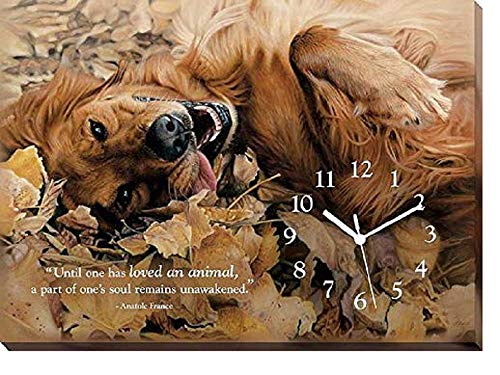 Wild Wings(WI) 5084310156 Love of Pets Golden Retriever Canvas Clock by John Aldrich, 18-inch Width