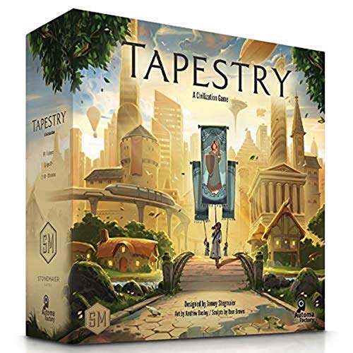 Rock Manor Games Tapestry Board Game - A Civilization Building Stonemaier Game with 18 Painted Landmark Miniatures for 1-5 Players, Ages 14+