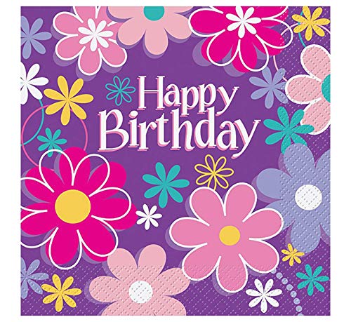 Unique Industries Blossom Birthday Party Napkins, 16ct