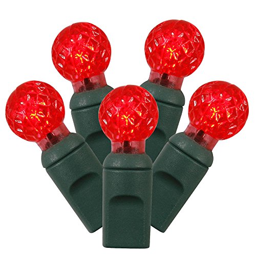 Vickerman 100 Count Single Mold G12 Berry LED Light Set with Green Wire, Red