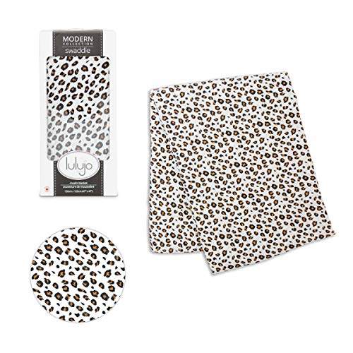 Mary Meyer lulujo Baby Swaddle Blanket| Unisex Softest Bamboo Muslin Swaddle Blanket| Neutral Receiving Blanket for Girls & Boys 47in x 47in Leopard