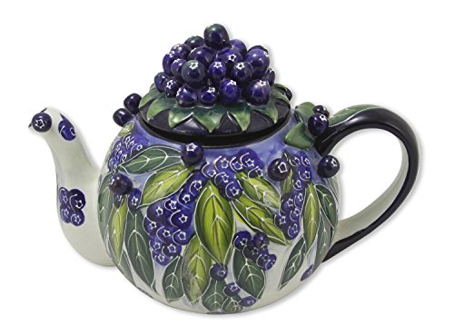 Blue Sky Clayworks Clayworks Blueberry Teapot, 10 x 6.5 x 7"