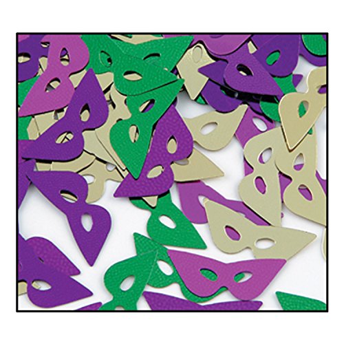 Beistle Fanci-Fetti Mardi Gras Masks (asstd gold, green, purple) Party Accessory  (1 count) (1 Oz/Pkg)