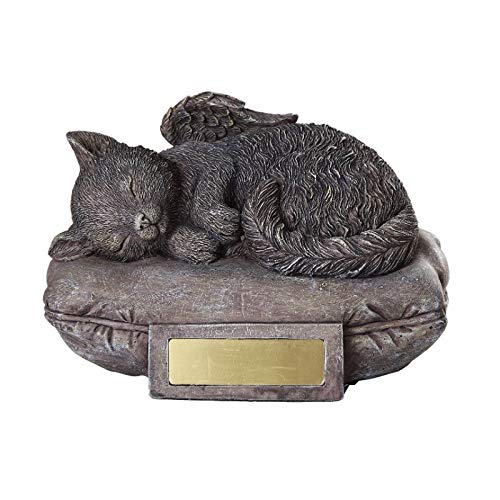 Pacific Trading Giftware Pet Memorial Angel Cat Sleeping On Pillow Cremation Urn Bottom Load 30 Cubic Inch