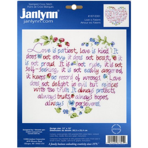Design Works Crafts Janlynn Stamped Cross Stitch Kit, Love is Patient
