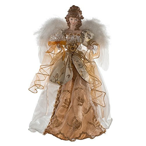 Kurt Adler J6060 17" Ivory & Gold Angel Treetop