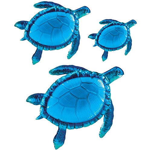 Sunset Vista Comfy Hour Ocean Voyage with Sea Turtles Collection Coastal Ocean Sea Turtle Wall Art Decor 3 Piece, Blue