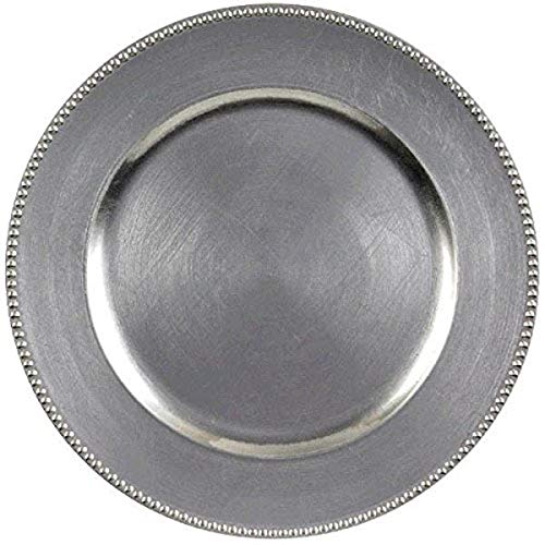 Amscan Metallic Silver Round Plastic Charger | 14" | Party Supply