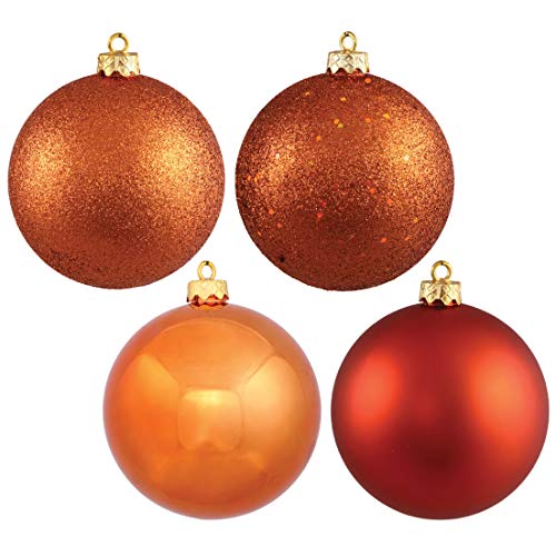 Vickerman 6" Burnished Orange 4-Finish Ball Ornament Assortment, 4 per Box