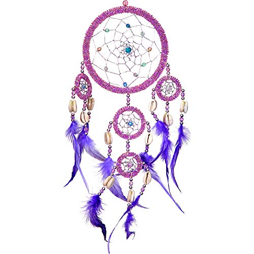 1 X Dreamcatcher Beaded Purple Feathers Iridescent by Kheops International