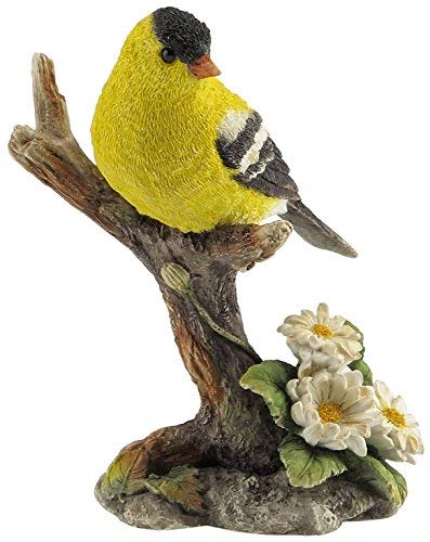 Unicorn Studio US 4.5 Inch Goldfinch Bird on Branch Decorative Statue Figurine, Yellow