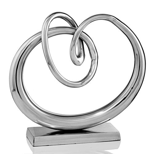 Modern Day Accents Nudo Sculpture, Tabletop, Silver, Aluminum, Home, Office, D√©cor, Accents, Modern, 17" x 5" x 17", Knot, Abstract, Twist